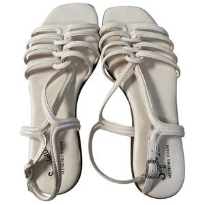 Anthropologie Seychelles White Strappy Sandals Size 10 Memory Foam Womens Knotty